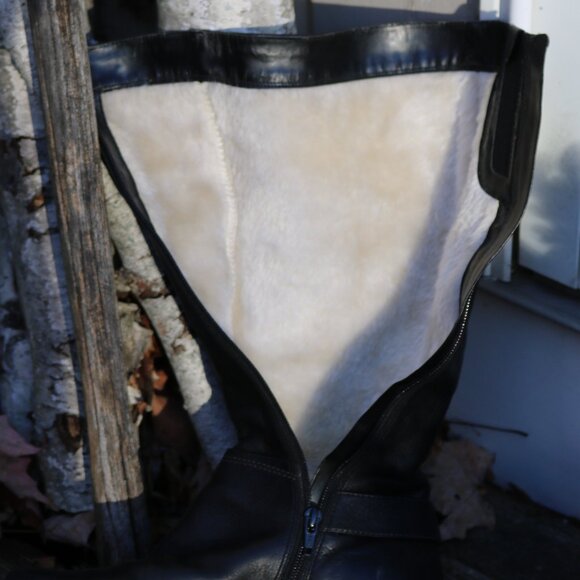 ECCO Black Tumbled Leather Staps w Buckle Faux Fur Lined Flexible Boots Sz 37 - Picture 8 of 9